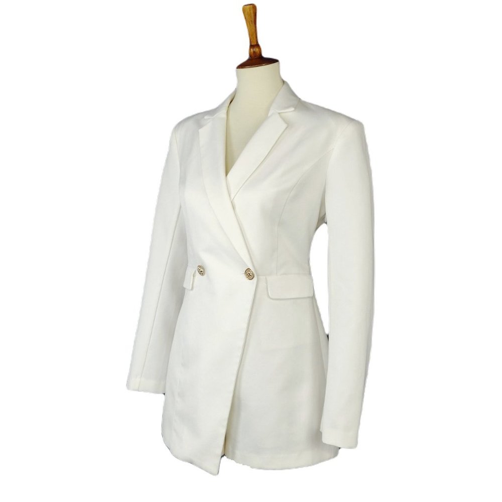 Endless Rose White Tuxedo Blazer Romper Medium